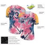 Customizable 3D Hawaii Palm Trees Performance T-Shirt with Team Name and Number - Personalized White Navy Design Personalized