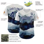 Personalized Watercolor Mountains 3D Pattern White Navy Baseball Jersey Personalized White Navy 3D Pattern Design Watercolor