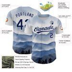 Custom Name Number Personalized Watercolor Mountains Baseball Jersey - White Navy 3D Pattern Design Personalized White Navy