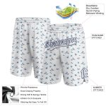 Custom Name Number Basketball Shorts 3D Pattern Fish Ships Personalized White Navy Authentic Personalized White Navy 3D Pattern