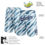 Custom Name and Number Authentic Basketball Shorts, Personalized 3D Pattern Fish In The Sea, White Navy Design Personalized