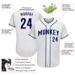 Custom Team Name Number White Navy Baseball Jersey - Personalized Authentic Jersey Personalized White Navy Authentic Baseball