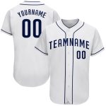 Custom Team Name Number White Navy Baseball Jersey - Personalized Authentic Jersey Personalized White Navy Authentic Baseball