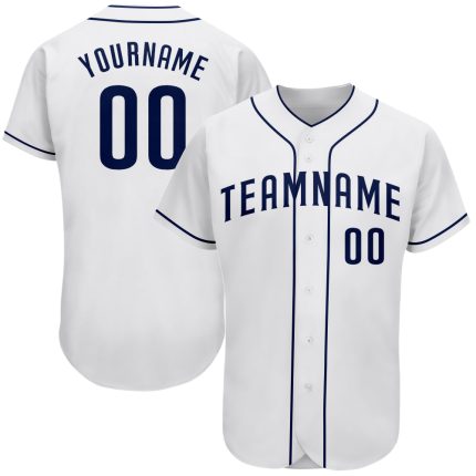 Custom Team Name Number White Navy Baseball Jersey - Personalized Authentic Jersey Personalized White Navy Authentic Baseball