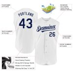 Personalized Authentic Baseball Jersey in White and Navy, Sleeveless Design Personalized White Navy Authentic Sleeveless
