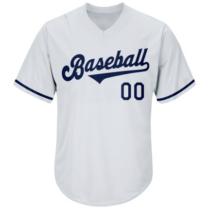 Custom Name and Number Baseball Jersey Shirt - Personalized White Navy Authentic Throwback Rib-Knit Design Personalized White