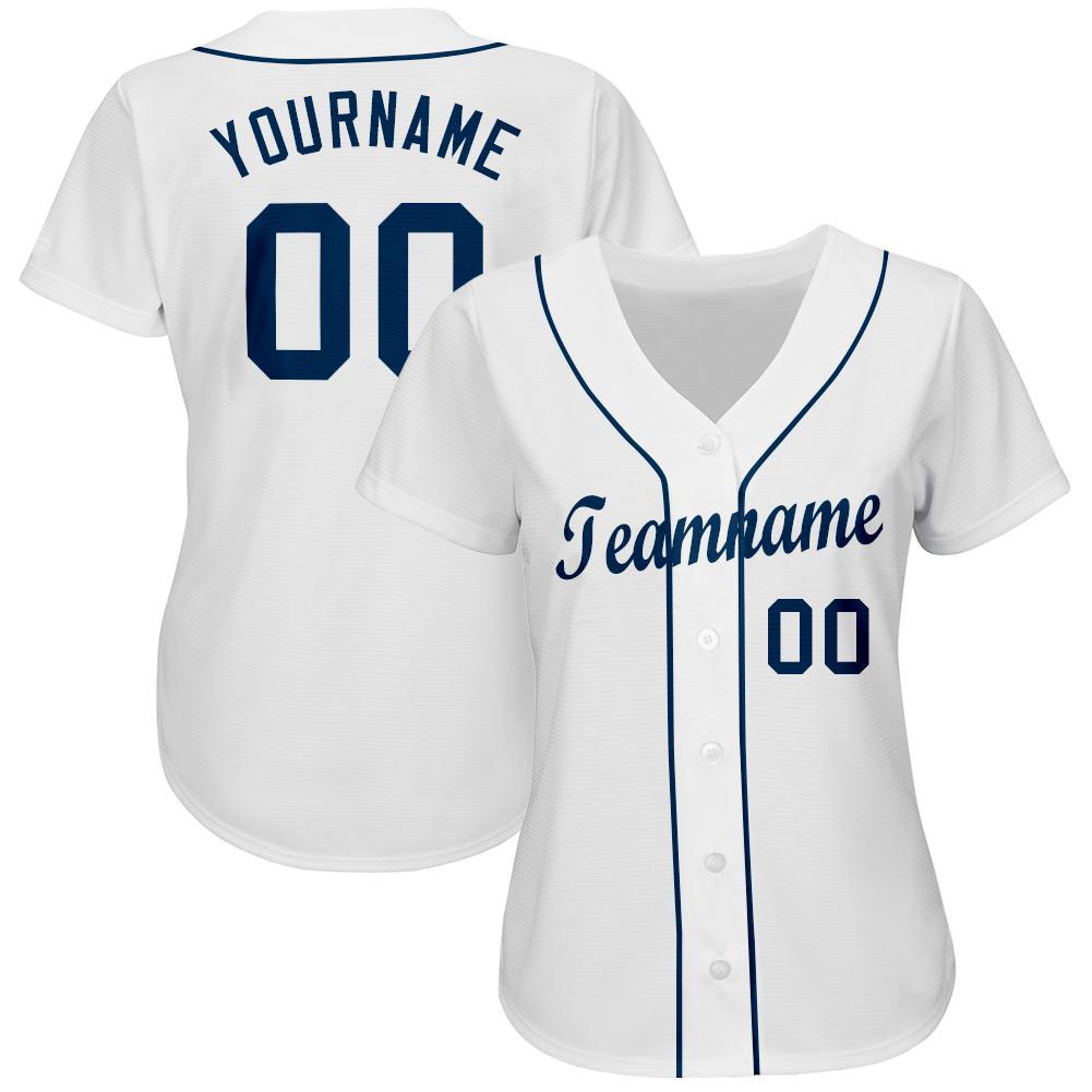 Custom Name and Number Personalized Navy White Baseball Jersey - Team Apparel Personalized White Navy Baseball Jersey Team