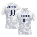 Custom Name Number Volleyball Jersey Personalized White Navy Curve Lines Uniform Personalized White Navy Curve Lines Sublimation