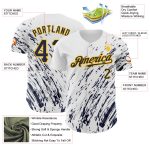Custom Name and Number Personalized Baseball Jersey with White Navy-Gold 3D Pattern Design Personalized White Navy-Gold 3D