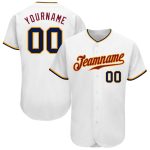 Personalized Authentic Baseball Jersey in White Navy Gold - Custom Team Apparel Personalized White Navy-Gold Authentic Baseball