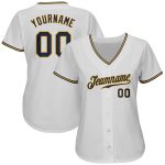 Custom Personalized Baseball Jersey with Name and Number - White Navy Gold Authentic Team Apparel Personalized White Navy-Gold