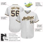 Custom Personalized Baseball Jersey with Name and Number - White Navy Gold Authentic Team Apparel Personalized White Navy-Gold