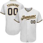 Custom Personalized Baseball Jersey with Name and Number - White Navy Gold Authentic Team Apparel Personalized White Navy-Gold