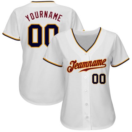 Personalized Authentic Baseball Jersey in White Navy Gold - Custom Team Apparel Personalized White Navy-Gold Authentic Baseball