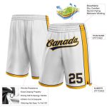 Custom Personalized Basketball Shorts with Name and Number - White Navy Gold Authentic Design Personalized White Navy-Gold