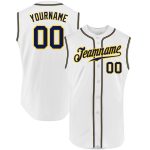 Custom Name Number Personalized Authentic Sleeveless Baseball Jersey Navy Gold White Personalized White Navy-Gold Authentic