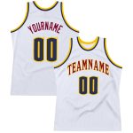 Personalized Authentic Throwback Basketball Jersey - White Navy Gold Design Personalized White Navy-Gold Authentic Throwback