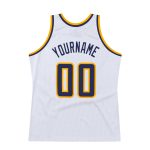 Custom Name Number Personalized Throwback Basketball Jersey - White Navy Gold Team Authentic Personalized White Navy-Gold