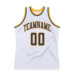 Custom Name Number Personalized Throwback Basketball Jersey - White Navy Gold Team Authentic Personalized White Navy-Gold