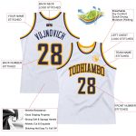 Custom Name Number Personalized Throwback Basketball Jersey - White Navy Gold Team Authentic Personalized White Navy-Gold