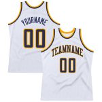 Custom Name Number Personalized Throwback Basketball Jersey - White Navy Gold Team Authentic Personalized White Navy-Gold
