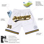 Personalized Authentic Throwback Basketball Shorts in White Navy Gold Personalized White Navy-Gold Authentic Throwback Basketball
