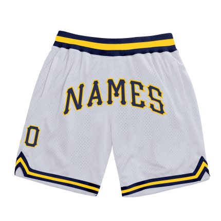 Custom Name and Number Personalized Basketball Shorts in White, Navy, Gold - Authentic Throwback Design Personalized White