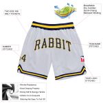 Custom Name and Number Personalized Basketball Shorts in White, Navy, Gold - Authentic Throwback Design Personalized White