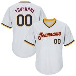 Personalized Navy-Gold Authentic Throwback Rib-Knit Baseball Jersey Shirt - Custom White Jersey for Fans Personalized White