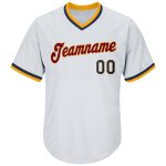 Personalized Navy-Gold Authentic Throwback Rib-Knit Baseball Jersey Shirt - Custom White Jersey for Fans Personalized White