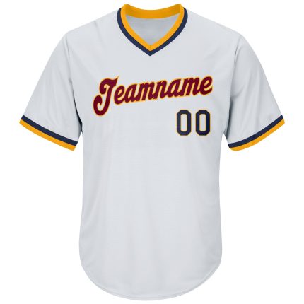 Personalized Navy-Gold Authentic Throwback Rib-Knit Baseball Jersey Shirt - Custom White Jersey for Fans Personalized White