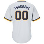 Custom Personalized Baseball Jersey Shirt - White Navy Gold Rib-Knit, Authentic Throwback, Custom Name & Number Personalized
