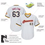 Personalized Navy-Gold Authentic Throwback Rib-Knit Baseball Jersey Shirt - Custom White Jersey for Fans Personalized White