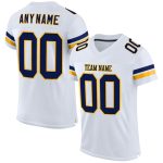 Custom Personalized Authentic Football Jersey - White Navy Gold Mesh with Team Name & Number Personalized White Navy-Gold