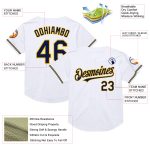 Custom Name Number Personalized Navy Gold Mesh Baseball Jersey Authentic Throwback White Team Design Personalized White Navy-Gold