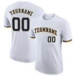 Custom Name and Number Performance T-Shirt for Team - Personalized White Navy-Gold Design Personalized White Navy-Gold Performance