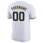 Custom Name and Number Performance T-Shirt for Team - Personalized White Navy-Gold Design Personalized White Navy-Gold Performance