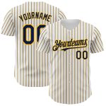 Custom Navy-Gold Baseball Jersey with Personalized Name & Number - White Navy Gold Pinstripe Authentic Team Jersey Personalized