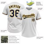 Personalized Navy Gold Softball Jersey Unisex Two-Button Design - Customizable White Personalized White Navy-Gold Two-Button