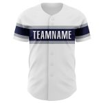 Personalized Authentic Baseball Jersey in White Navy-Gray for Men and Women Personalized White Navy-Gray Authentic Baseball