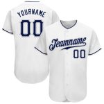 Custom Name and Number Authentic Baseball Jersey | Personalized White Navy-Gray Team Jersey Personalized White Navy-Gray