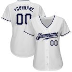 Custom Name and Number Authentic Baseball Jersey | Personalized White Navy-Gray Team Jersey Personalized White Navy-Gray