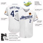 Custom Name and Number Authentic Baseball Jersey | Personalized White Navy-Gray Team Jersey Personalized White Navy-Gray