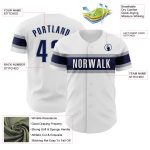Personalized Authentic Baseball Jersey in White Navy-Gray for Men and Women Personalized White Navy-Gray Authentic Baseball