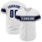 Personalized Authentic Baseball Jersey in White Navy-Gray for Men and Women Personalized White Navy-Gray Authentic Baseball