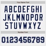 Custom Team Name Number Bomber Jacket Navy Gray Varsity Letterman Full-Snap Personalized Two-Tone Clothing Personalized White
