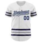 Custom Name and Number Baseball Jersey - Personalized White Navy Gray Line Authentic Team Jersey Personalized White Navy-Gray