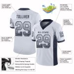 Custom Name & Number Personalized Mesh Drift Fashion Football Jersey - White Navy-Gray Personalized White Navy-Gray Mesh