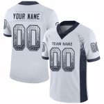 Custom Name & Number Personalized Mesh Drift Fashion Football Jersey - White Navy-Gray Personalized White Navy-Gray Mesh