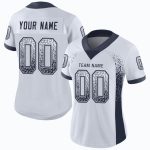 Custom Name & Number Personalized Mesh Drift Fashion Football Jersey - White Navy-Gray Personalized White Navy-Gray Mesh
